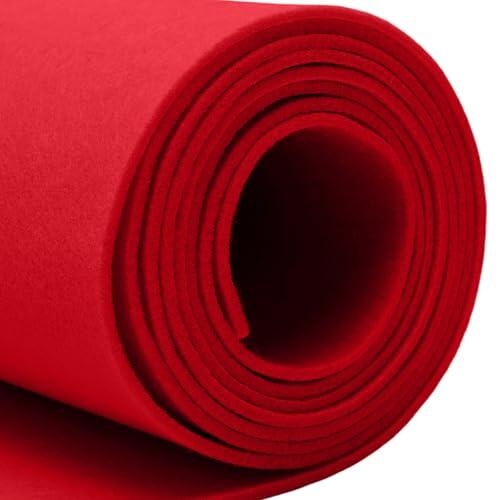 LUPATDY Tela de Fieltro Rojo Vivo 30cm x 250cm, Rollo de Fieltro por Metros, 2mm de grosor, Tela de Fieltró Color Liso para Patchwork, Costura, Manualidades, Decoración