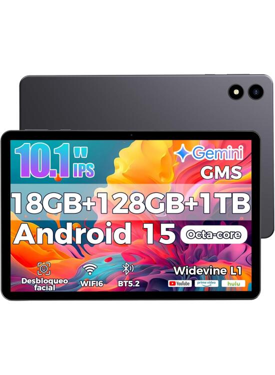 2026 último Tablet 10 Pulgadas Android 15 con Gemini AI, 18GB RAM + 128GB ROM (TF 1TB), Octa-Core 2.0GHZ, GMS, Widevine L1, OTG,5G WiFi 6 & BT 5.0,Tableta con lápiz óptico