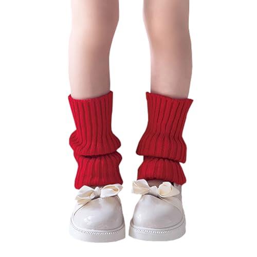 NiceYnn - Polaina de punto elástica para niños, diseño de pierna caliente, otoño, invierno, senderismo, Halloween, rojo, Talla única