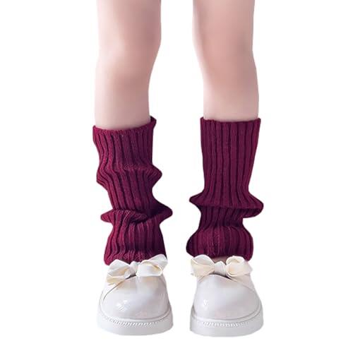 NiceYnn - Polaina de punto elástica para niños, diseño de pierna caliente, otoño, invierno, senderismo, Halloween, granate, Talla única