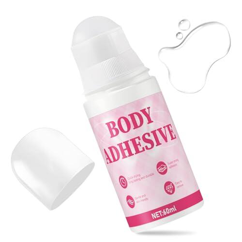 Miioto Pegamento para Tela, Rollo en la Cuerpo Adhesivo, Adhesivo para La Piel, Loción Adhesiva para Usar con Medias de Compresión, Pantis, Ligas, Faldas, Compacto y Portátil, 60ml