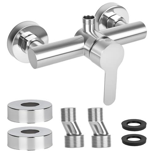 YYTECH Grifo de ducha monomando, grifo mezclador para ducha montaje en pared, grifo de ducha de pared para baño, grifo de bañera de acero inoxidable 304, G ½ salida de agua hacia arriba