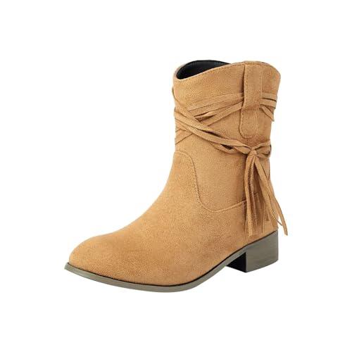 Cocila Botas De Tobillo Anchas para Mujer, Botines Holgados A Media con Cremallera Lateral Y Tacón. Planas Mujer Invierno Pelo Altas Marrones Tacon Ante Fino Zapatos Militares Comodos Vestir