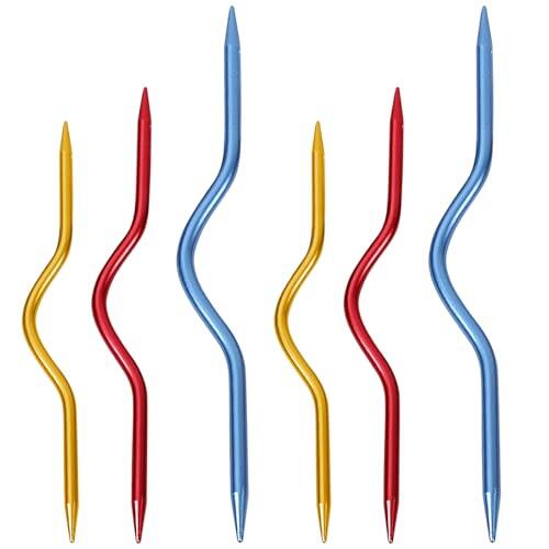 Juego de 6 agujas para tejer – Agujas de alambre para calcetines, bufandas y guantes | Agujas trenzadas de aluminio con guía profesional