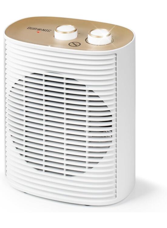 Duronic HV32 WE - Termoventilador 2000W, Calefactor Eléctrico Bajo Consumo, Termostato Regulable, Modo Eco 1000W, Modo Turbo 2000W y Sistema Seguridad Antivuelco. Ideal para Casa, Oficina, Garaje.