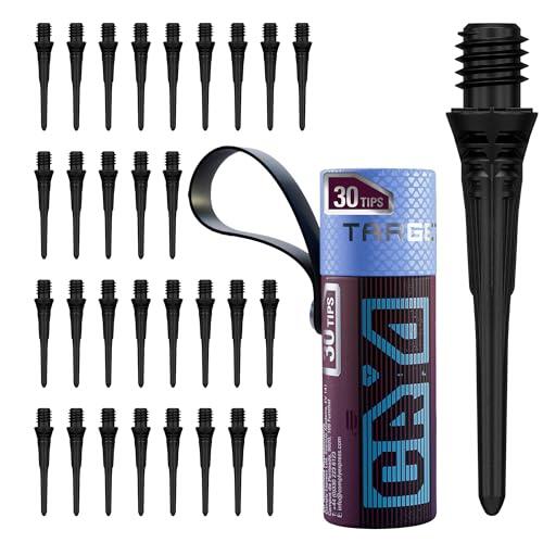 Target Darts Cryo Soft Tip Point Multipack Set of 30 Tips, Black | Pack of Tips, Professional Dart Accessories, Plastic Spare Replacement Points, 2BA Thread