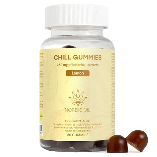 No Stress Gummies | 60 Vegane Gummies | 250 mg de extractos vegetales por goma | valeriana, pasiflora, té verde, manzanilla, melisa | estrés y relajación | Nordic Oil