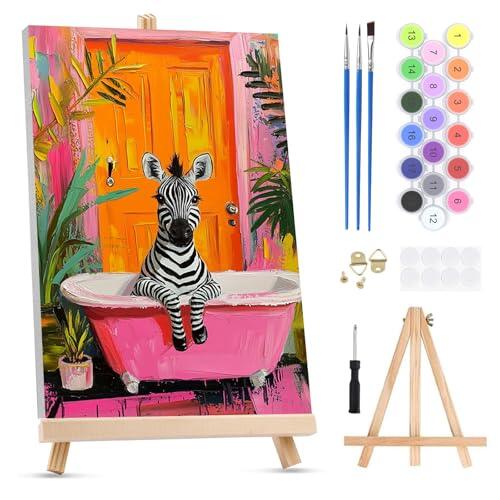 Arte accesible: Análisis del kit de pintura por números con cebra en bañera