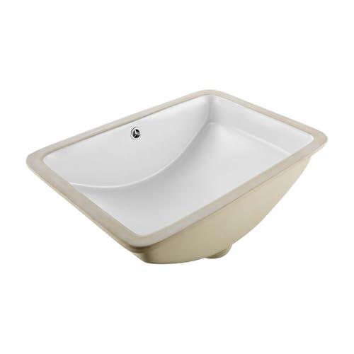 VEVOR Lavabo Bajo Encimera de Cerámica Rectangular, con Rebosadero, Fregadero de Cocina Moderno para Espacios Pequeños, Resistente a las Manchas y el Amarilleo, Color Blanco, 530 x 375 x 210 mm