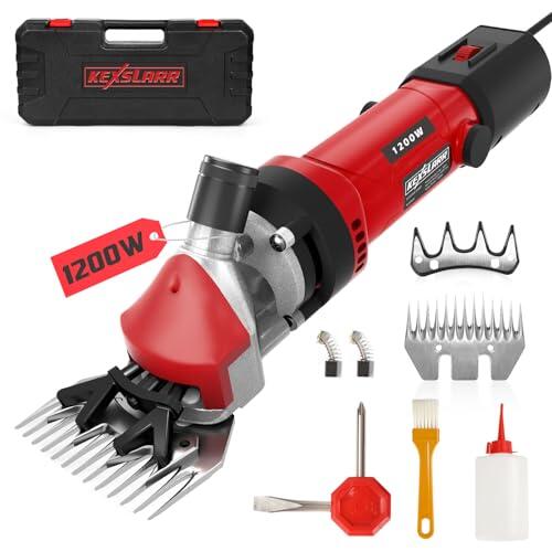 KEXSLARR 1200W Esquiladora Ovejas Profesional, Maquina Esquilar Ovejas 6 Velocidades 3200 RPM, Incluye Manual Español y Kit Completo con Maletín, Cortapelos Eléctrico para Cabras Alpacas (Rojo)