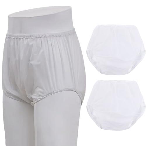 3 Piezas De Pañales Para Adultos, Bragas Lavables Para Incontinencia Urinaria, Ropa Interior, Material De PE, Pantalones De Plástico Impermeables white,L
