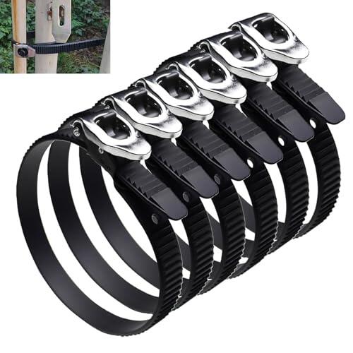 12/20 Inch Heavy-Duty Stainless Steel Grip Lock Straps – Reusable Ratchet Zip Ties for Outdoor Fencing, Poles, Gates, Pipes, and Heavy-Duty Securing Tasks(6pcs,20IN)