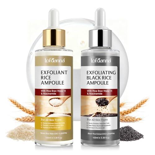 Peel Shot Glow Rice Ampoule Duo, Peeling Exfoliante Facial, Arroz Blanco y Negro, Limpia Profundamente los Poros, Mejora la Piel áspera, Hidrata Profundamente, 2 * 100 ML