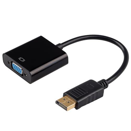 xruc Adaptador DisplayPort a VGA 1080p Full HD Conversor DP Macho a VGA Hembra Unidireccional para PC Ordenador Notebook Monitor Proyector, Conector Chapado en Oro, Plug and Play