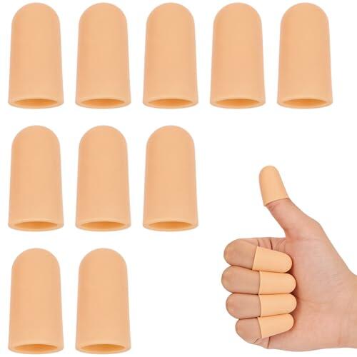 10 Piezas Dedales de silicona, protector dedos mano, dediles para dedos mano - Para la piel agrietada, el eccema en las manos y la artritis en las articulaciones - Caqui