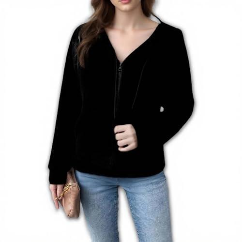 Genérico Chaqueta Polar Mujer con Cremallera Completa, Tejido Suave Tipo Franela Acolchada, Corte Clásico y Bolsillos - Abrigo de Invierno Cálido