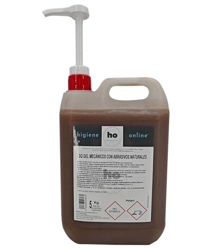 HO Gel de Mecánico Profesional 5kg | Jabón Lavamanos Taller con Abrasivos Naturales de Hueso de Aceituna | Desengrasante de Manos pH Neutro para Grasa, Aceite y Suciedad Extrema | Aroma Cítrico