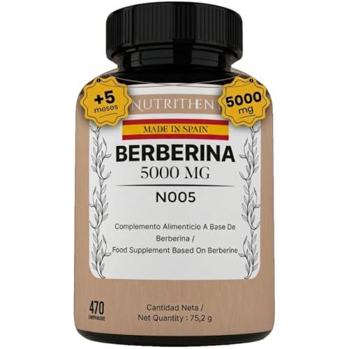Nutrithent® 470 Comprimidos Berberina Pura 5000mg | Máxima absorción para +5 Meses | Función digestiva, hepática, intestina (470 Comprimidos).
