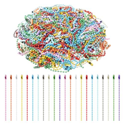 200 cadenas de cuentas de bola, cadena colorida de 2,4 mm para hacer llaveros, cadenas de metal con cuentas de conector para hacer joyas, llaves, manualidades, colgantes de adornos de Navidad