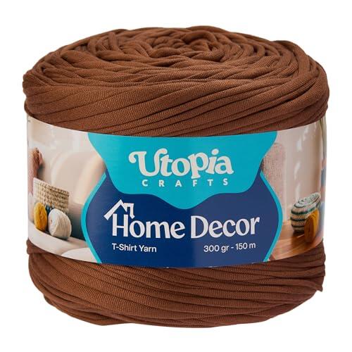 Utopia Crafts Trapillo T-Shirt para Crochet y Punto Home Decor 300g/150m Hilo de Camiseta Elástico Microfibra Oeko-Tex Para Cestas Bolsos Alfombras y Macramé Ganchillo 5-7 mm (Marrón chocolate)