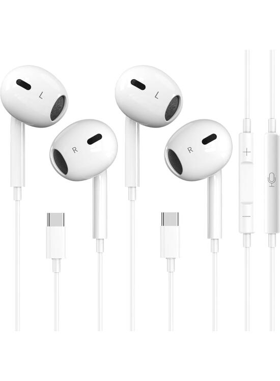 2 Pack Auriculares USB C, Auriculares USB Tipo C para iPhone 17/16/15 con Mic Control de Volumen, Compatible con iPhone 17/16/15/Pro MAX/Pro/Plus,iPad Pro/Air/Mini,Samsung Galaxy S23/S22,Huawei y más