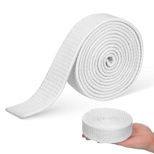 BELLIFFY Cinturón de Taekwondo Profesional Blanco Banda Elástica Resistente para Artes Marciales Entrenamiento Karate y Judo Ligero y Transpirable para Hombres y Mujeres