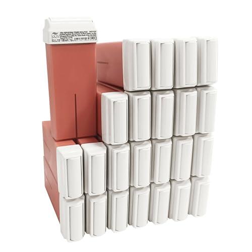 JaDy Cera Depilatoria Roll On Titanio Rosa 100 ml – Pack 24 Cartuchos – Cera Profesional para Depilación con Bandas – Piel Sensible – Uso Estética y Peluquería