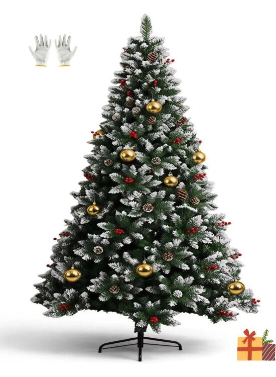 Árbol de Navidad artificial de 180 cm con nieve con 800 puntas de PVC y soporte de metal, 3 piezas, montaje rápido, para casa, oficina, tiendas, decoración de Navidad