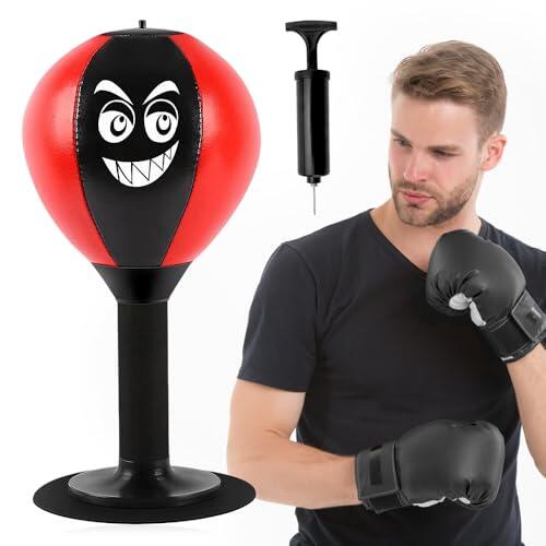 Riisoyu Saco de Boxeo de Escritorio, Bola Punching con Ventosa Resistente Pelota de Velocidad de Boxeo para Mesa de Oficina y Actividad en Casa para Aliviar el Estrés Mini Saco de Boxeo
