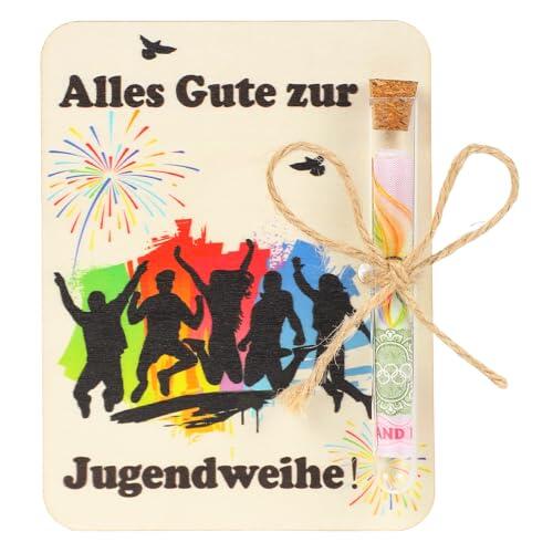 Seutgjie Regalo de dinero para jóvenes, tarjetas de consagración para niñas, niños, madera, con tubo de ensayo para dinero, regalo personalizado original