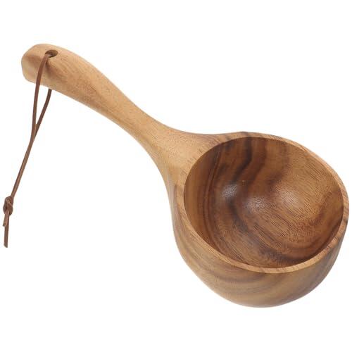 LIFKICH Cucharón de Agua para Baño de Madera Marrón Diseño Ergonómico y Práctico, Accesorio Adecuado para Sauna y Riego en Jardín