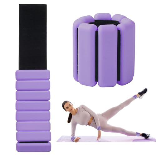 2 piezas Ajustables Pesas para Tobillos y Muñecas 900g para Yoga,Pilates,Correr,Nadar,Trotar y Entrenamiento de Fuerza (Púrpura)