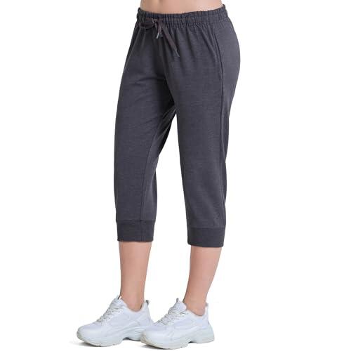 ROSS CAMP Pantalones de chándal para mujer, pantalones deportivos de algodón, pantalones de entrenamiento, fitness, cintura alta, pantalones de chándal ajustados, pantalones de ocio, largos