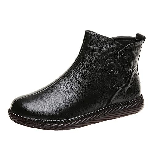 Cocila Botines De Otoño Invierno Para Mujer, Fondo, Antideslizante, Comodidad, Cremallera Lateral, Flores Botas Negra Mujer Altas Piel Planas Negro Pitillos Marrones Senderismo Impermeable