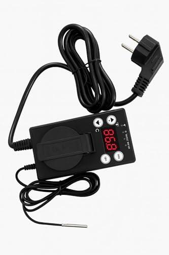 AURUM Termostato digital termostático para esteras calefactoras de 20 – 42 °C, rango de temperatura, pantalla LED, negro, para enraizamiento de semillas, germinación, mantenimiento de reptiles