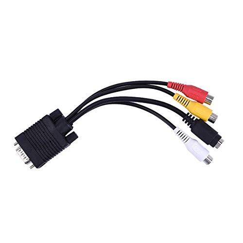 VGA SVGA A S-VIDEO 3 RCA Compuesto AV TV Cable adaptador de conversión de salida PC código estándar Sub-D VGA entrada larga duración profesional y atractivo