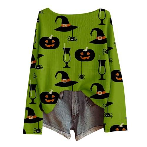 Generisch Jersey de punto para mujer, manga larga, elegante, cómodo, suave y cálido, verde, XL