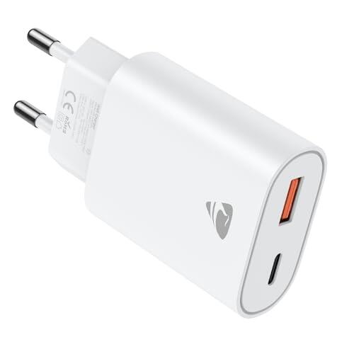 Aioneus Cargador USB 20W, Cargador iPhone Carga Rápida USB C Enchufe PD+QC Rápido Adaptador Tipo C para iPhone 17 16 15 Air Pro MAX Plus 14 13, Samsung S25 S24, iPad
