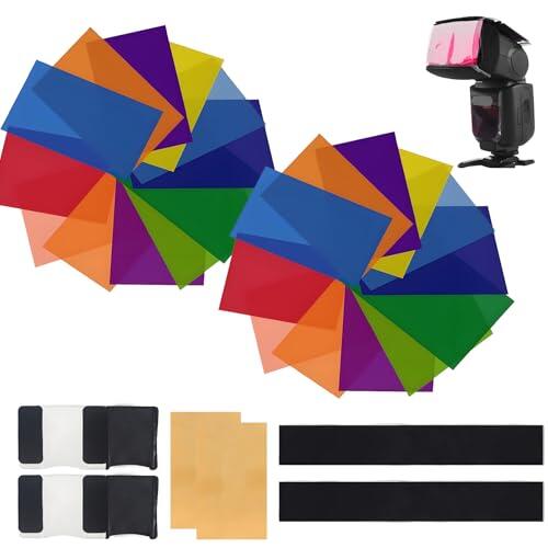 Pack de 24 Filtros de Color Transparentes para Fotografía, Gelatinas de Color para Corrección Fotográfica, Filtros para Flash, Proyector, Estudio de Fotografía, 12 Colores Diversos