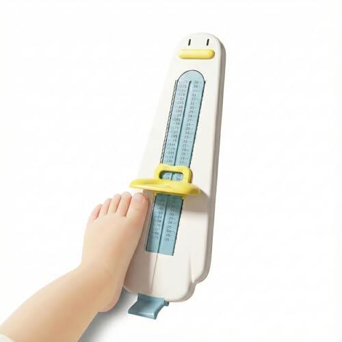 EKIMOS - Podómetro de bebé y niño (0-8 años) - Regla de medición precisa en CM para el tamaño del Zapato, Dispositivo de medición Ajustable, sólido de ABS y juguetón - Evita Errores de Talla - Blanco