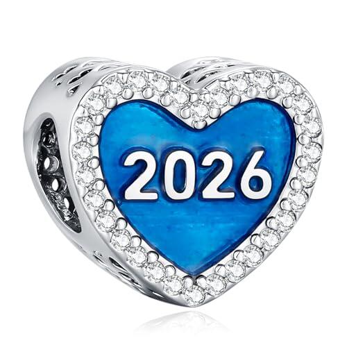 Eusense 2026 Colgante de corazón para pulseras Pandora europeas Colgantes de cuentas con forma de corazón Regalo de joyería para el día de San Valentín o cumpleaños para mujeres