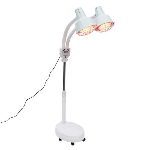 QIERF Lámpara de calor por infrarrojos – Lámpara terapéutica profesional de doble cabeza con mando a distancia, 275 W ajustable 0-115 °C, giratorio 360° y altura de 160 cm, flexible eficaz para