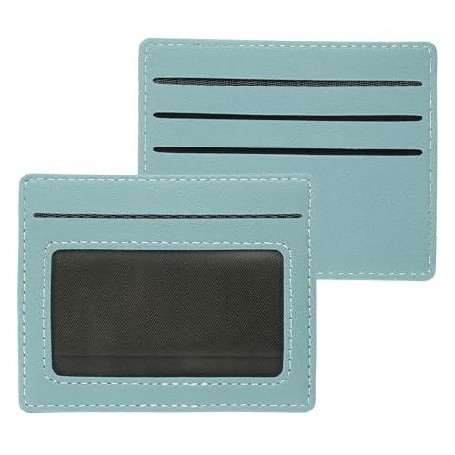PATIKIL 2Pcs Portatarjetas Minimalista para Mujeres, Billetera Delgada Cuero PU con Ventana para Identificación Estuche Delgado para Tarjetas con 4 Ranuras, Azul Claro