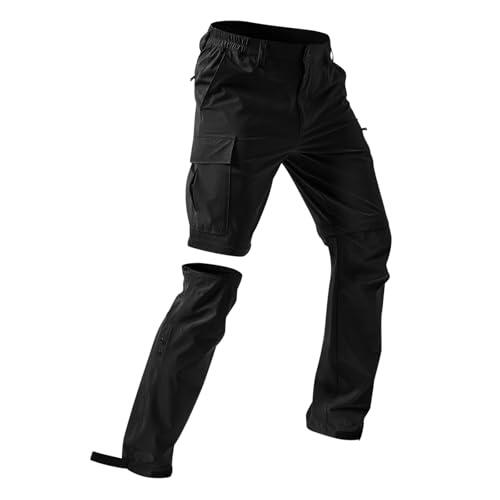 Pantalones de senderismo para hombre, ligeros, convertibles, transpirables, de secado rápido, elásticos, para escalada, correr, pesca, viajes, Negro, XXX-Large