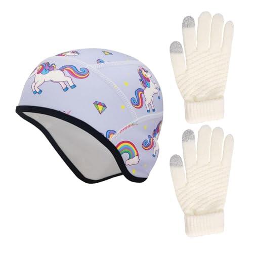 OAAO 1 Pieza De Casco Abrigado De Invierno Y 1 Par De Guantes, Así como Un Diseño De Terciopelo A Prueba De Viento, Ajuste Elástico, Suave Y Cómodo, Adecuado para Ciclismo Y Esquí.