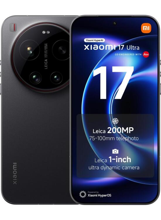 Xiaomi 17 Ultra, Smartphone 16+1024GB, Leica 200MP 75–100mm Teleobjetivo, tecnología LOFIC HDR, Carpa, HyperAI, Leica APO Lente Óptica, Negro, 1 año de garantía Adicional, Cargador no Incluido