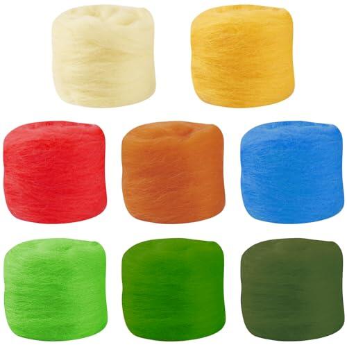 JYSNOW 8 Colores Lana de Fieltro, Lanas de Fieltro, Juego de Lanas Fieltros, Kit de Fieltroes Lanas, Fieltros de Lanaes, para Tejer, Fieltrar Húmedo, Fieltrar Seco, Manualidades Bricolaje (Estilo 2)