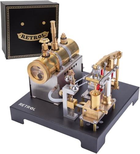 SpedUpX RETROL SE-01 Juego de máquina de vapor de metal, 84 unidades, modelo de máquina de vapor estacionaria con caldera horizontal para adultos y coleccionistas