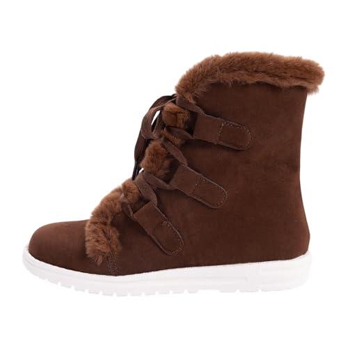 Botas de tacón plano para mujer, punta redonda, informales, cómodas, hasta la pantorrilla, con forro polar, antideslizantes, para cocina, café, 39 EU