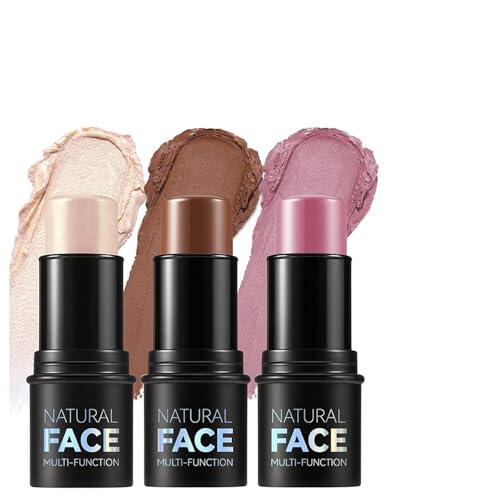 3 Piezas Varita De Belleza De Contorno, Colorete En Crema Contour Stick Iluminador En Stick, Resistente Al Agua Juego De Maquillaje Facial, Iluminadores De Maquillaje